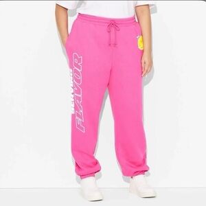 Adult 3X Pink Poppi Forever Icon Graphic Joggers: Ankle Length, Drawstring Waist